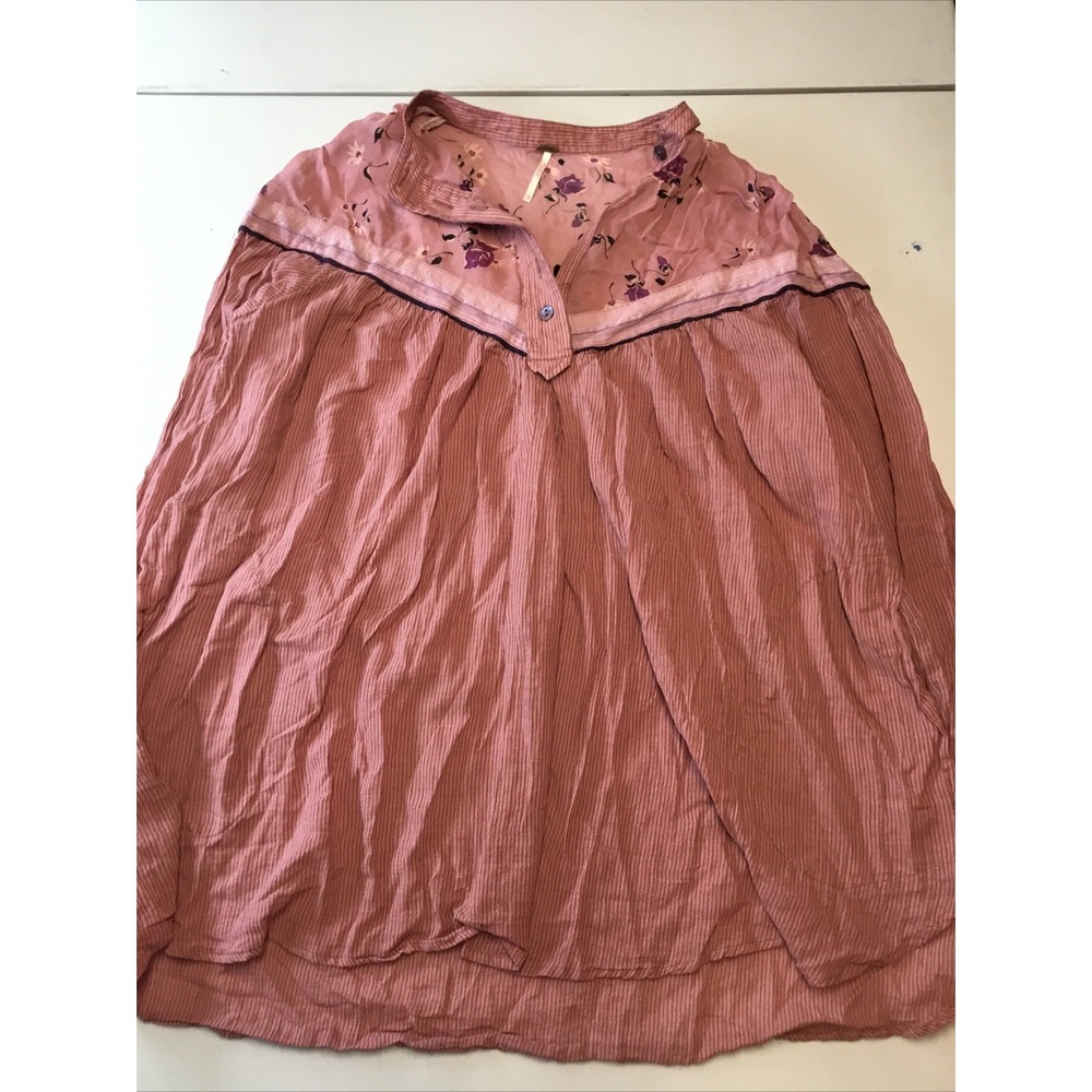 Free People Hearts And Colors Tunic Sz Small Front Pockets Loose Fit Cotton Y2K